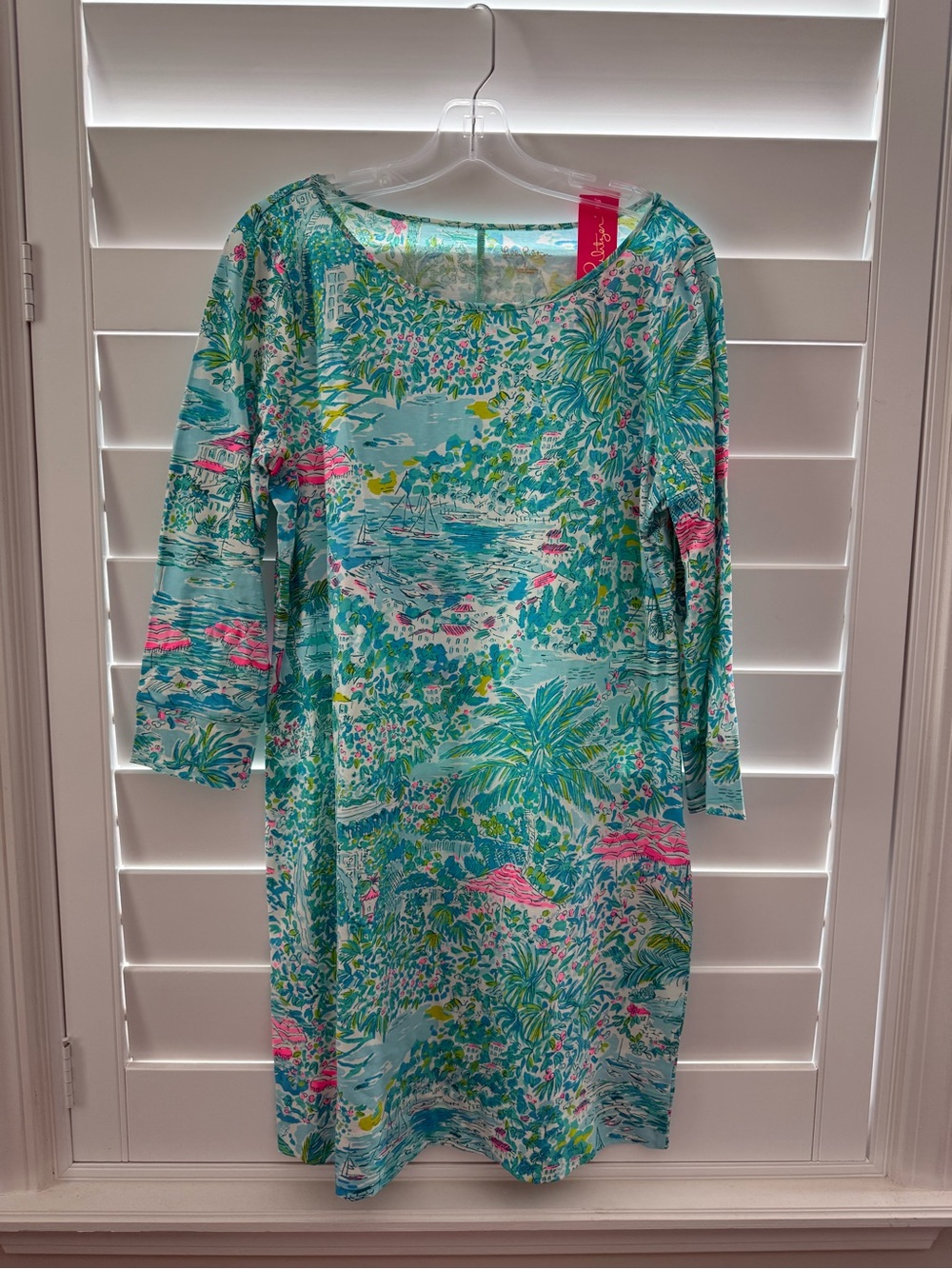 Lilly Pulitzer Turquoise, Pink & Green Tropical Midi Dress